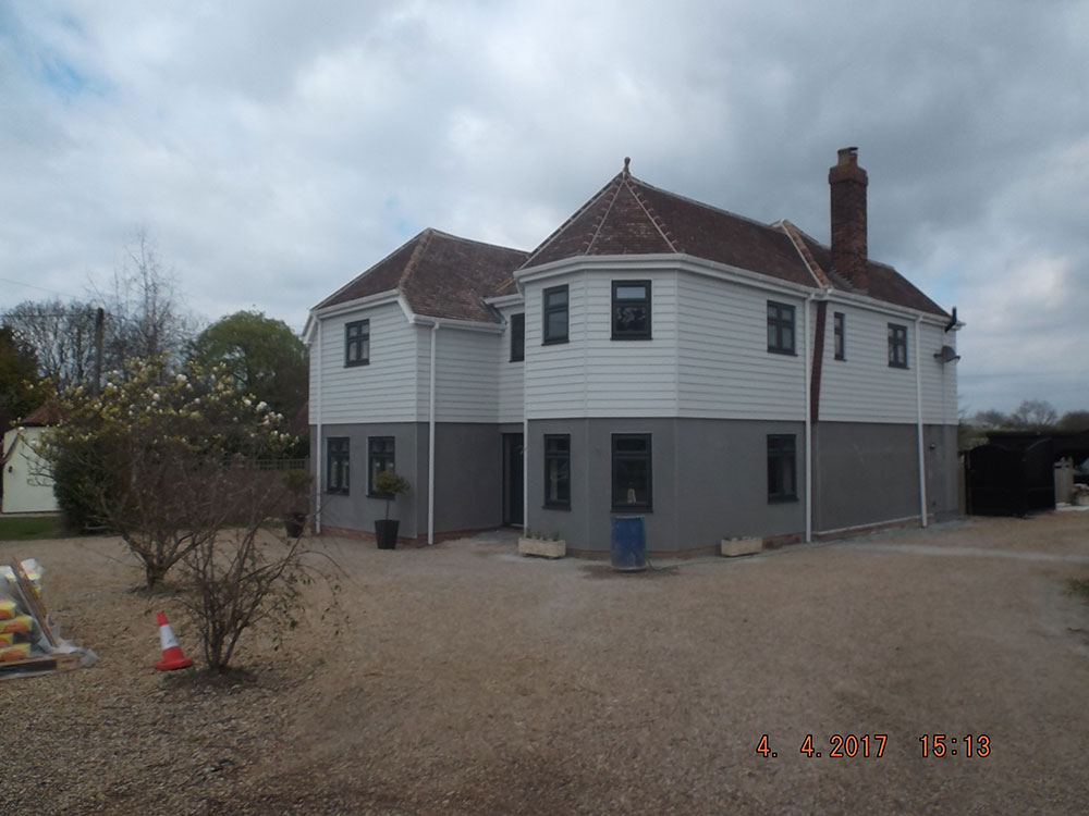 Front of the property showing the new two storey extension and external finishes
